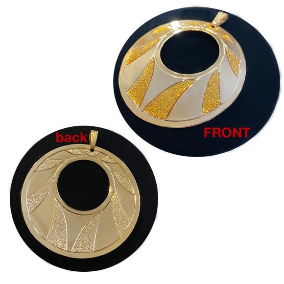 2 Egyptian Style Golden Tone Bold Round Necklace Pendants - Picture 2 of 2
